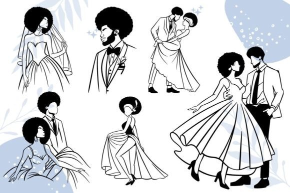 Afro Bride Groom Wedding SVG Bundles