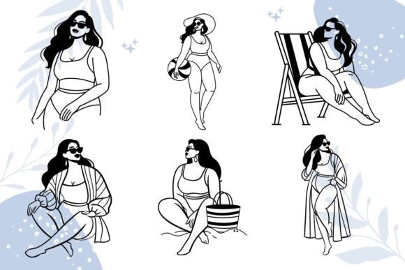 Beach Girl, Plus Size Bikini Girl SVG