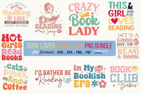 Book Lover SVG T-Shirt Design Bundle: Graphics & Crafts for Branding