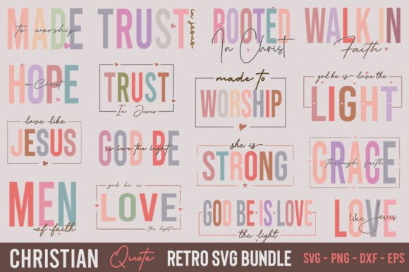 Christian Quote Retro SVG Bundle: Graphics and Crafts for Branding