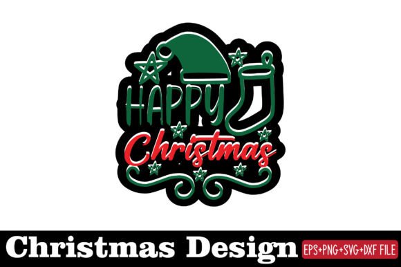 Christmas Sticker, Happy Christmas. Graphics & Crafts