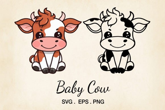 Cute Baby Cow SVG, EPS Vector