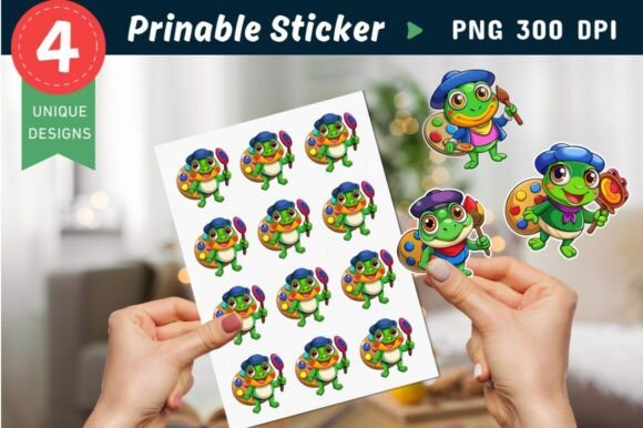 Cute Frog Sticker, Graphics & Crafts
