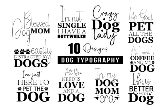 Dog Typography Svg Bundle Vol.01: Graphics & Crafts