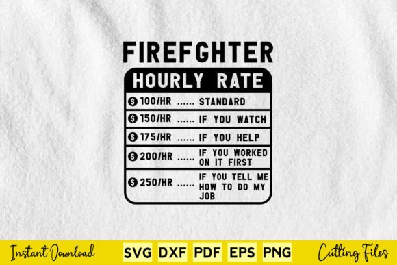 Funny Firefighter Hourly Rate Svg Png