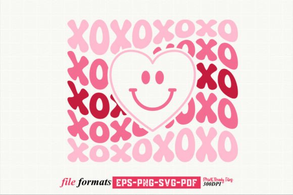 XOXO Smiely Heart Retro Valentine SVG